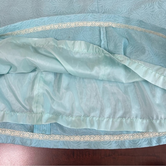 VINTAGE 1970s Maxi Dress Baby Blue Empire Waist Short Sleeve Vtg 70s Long Gown - Picture 7 of 8